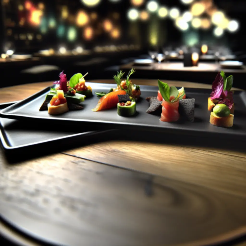 Elegancka prezentacja przystawek RelaxVillee podana na wieczornym barze.